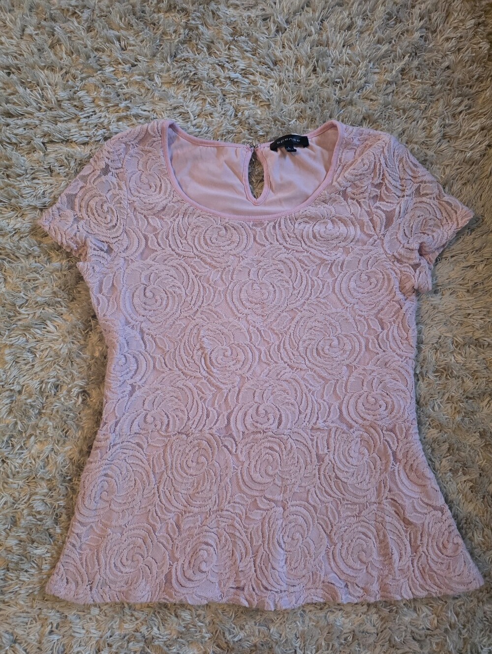 Spense Pink Lace Blouse Size Large
